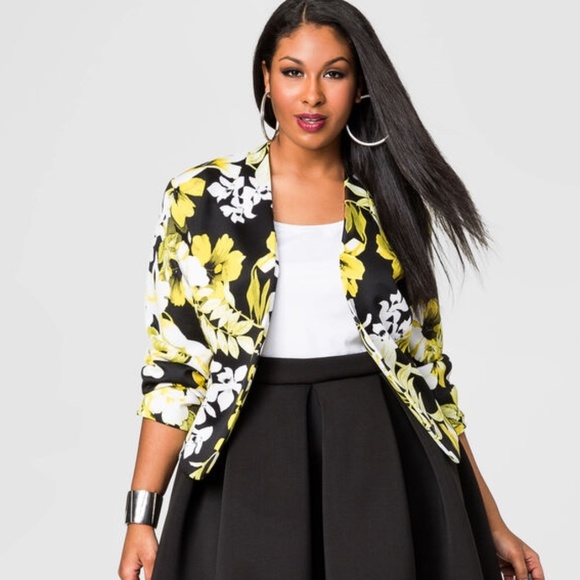 Ashley Stewart Jackets & Blazers - Ashley Stewart FLoral Scuba Blazer Size 18